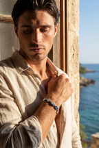 Bruce & Co Royal Azure – Men’s Blue and Clear Mosaic Bracelet, 6 mm, Silver-Tone