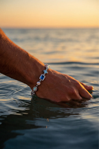 Bruce & Co Royal Azure – Men’s Blue and Clear Mosaic Bracelet, 6 mm, Silver-Tone