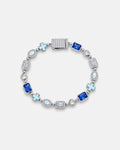 Bruce & Co Royal Azure – Men’s Blue and Clear Mosaic Bracelet, 6 mm, Silver-Tone