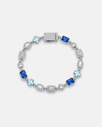 Bruce & Co Royal Azure – Men’s Blue and Clear Mosaic Bracelet, 6 mm, Silver-Tone