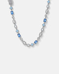 Bruce & Co Royal Azure – Men’s Blue and Clear Mosaic Necklace, 6 mm, Silver-Tone