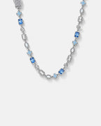 Bruce & Co Royal Azure – Men’s Blue and Clear Mosaic Necklace, 6 mm, Silver-Tone