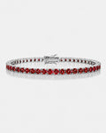 Bruce & Co Men’s Red Moissanite Tennis Bracelet, 4 mm, 925 Sterling Silver