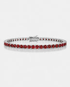 Bruce & Co Men’s Red Moissanite Tennis Bracelet, 4 mm, 925 Sterling Silver