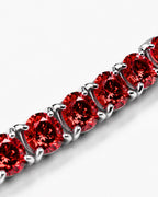 Bruce & Co Men’s Red Moissanite Tennis Bracelet, 4 mm, 925 Sterling Silver