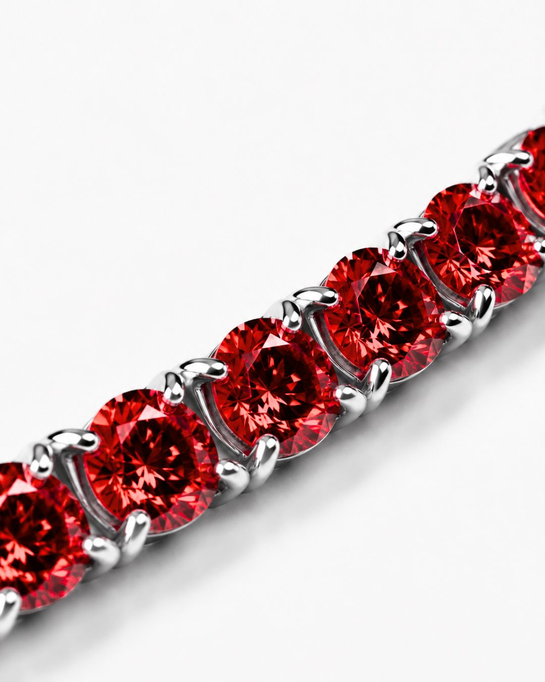 Bruce & Co Men’s Red Moissanite Tennis Bracelet, 4 mm, 925 Sterling Silver