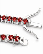 Bruce & Co Men’s Red Moissanite Tennis Bracelet, 4 mm, 925 Sterling Silver