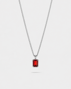 Bruce & Co Men’s 1 ct Lab-Grown Ruby Pendant Necklace, 925 Silver Pendant