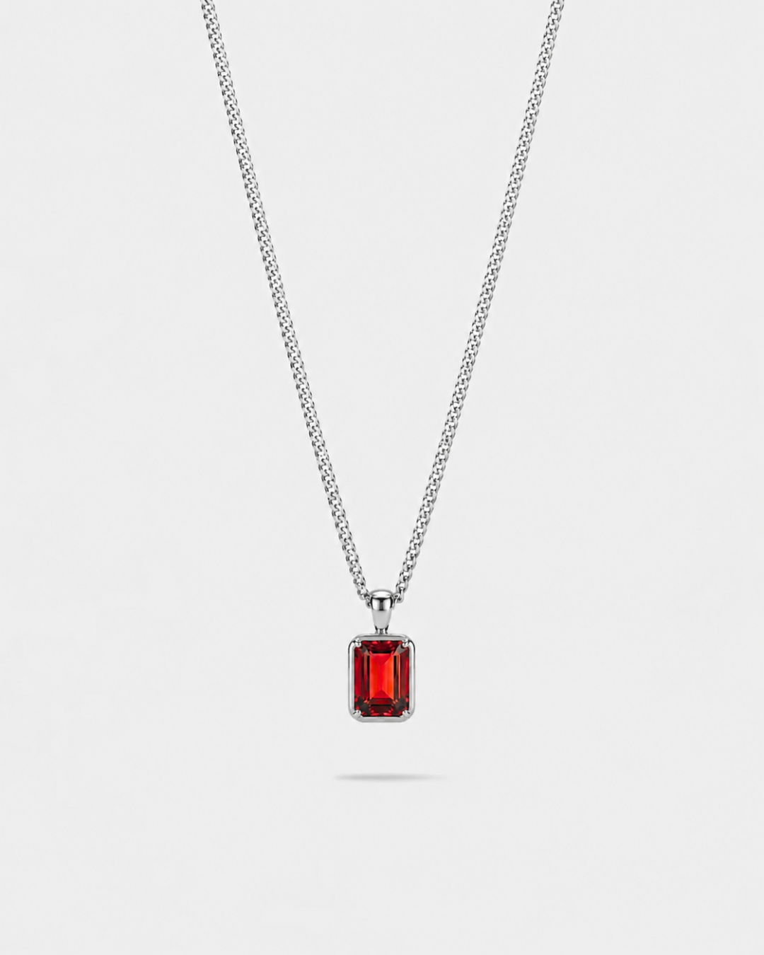 Bruce & Co Men’s 1 ct Lab-Grown Ruby Pendant Necklace, 925 Silver Pendant