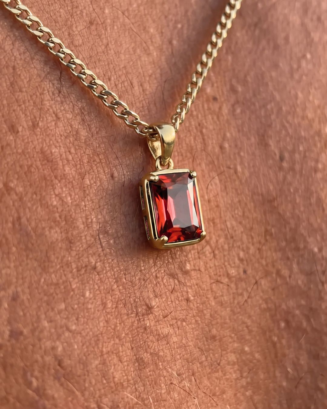Bruce & Co Men’s 1 Carat Lab-Grown Ruby Pendant Necklace, 18K Gold-Plated