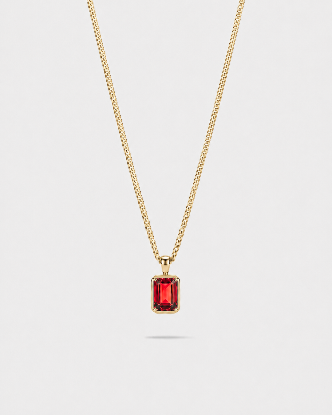 Bruce & Co Men’s 1 Carat Lab-Grown Ruby Pendant Necklace, 18K Gold-Plated