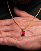 Bruce & Co Men’s 1 Carat Lab-Grown Ruby Pendant Necklace, 18K Gold-Plated