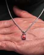 Bruce & Co Men’s 1 ct Lab-Grown Ruby Pendant Necklace, 925 Silver Pendant