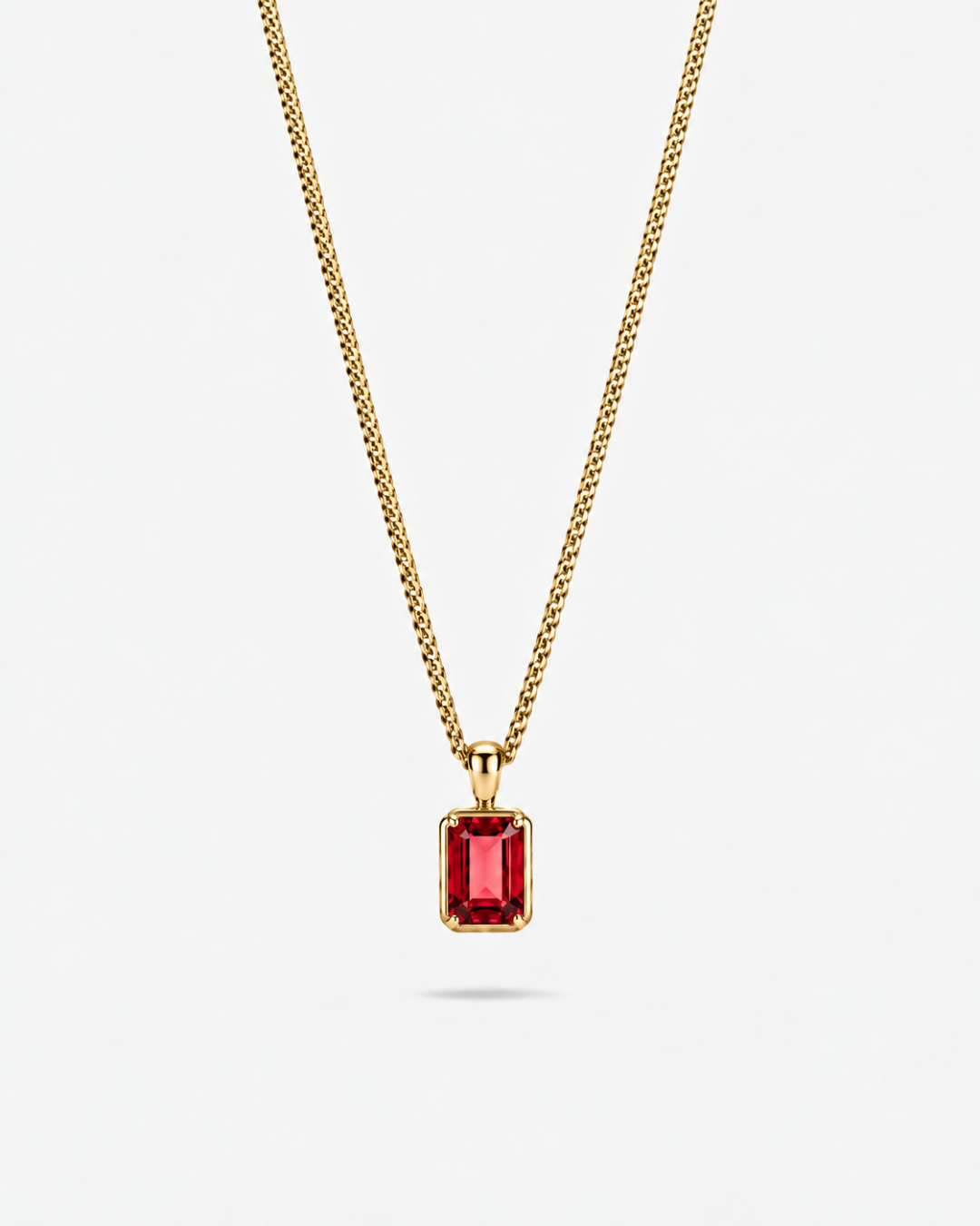 Bruce & Co Men’s 2 Carat Lab-Grown Ruby Pendant Necklace, 18K Gold-Plated
