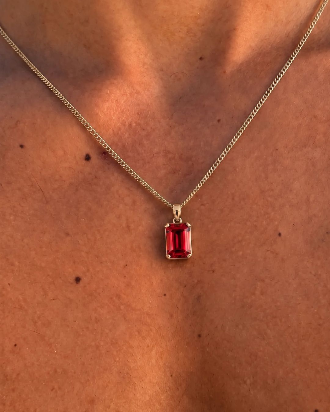 Bruce & Co Men’s 2 Carat Lab-Grown Ruby Pendant Necklace, 18K Gold-Plated