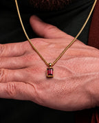 Bruce & Co Men’s 2 Carat Lab-Grown Ruby Pendant Necklace, 18K Gold-Plated