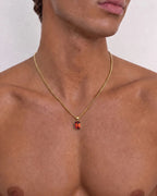 Bruce & Co Men’s 2 Carat Lab-Grown Ruby Pendant Necklace, 18K Gold-Plated