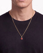 Bruce & Co Men’s 1 Carat Lab-Grown Ruby Pendant Necklace, 18K Gold-Plated