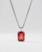 Bruce & Co Men’s 1 ct Lab-Grown Ruby Pendant Necklace, 925 Silver Pendant