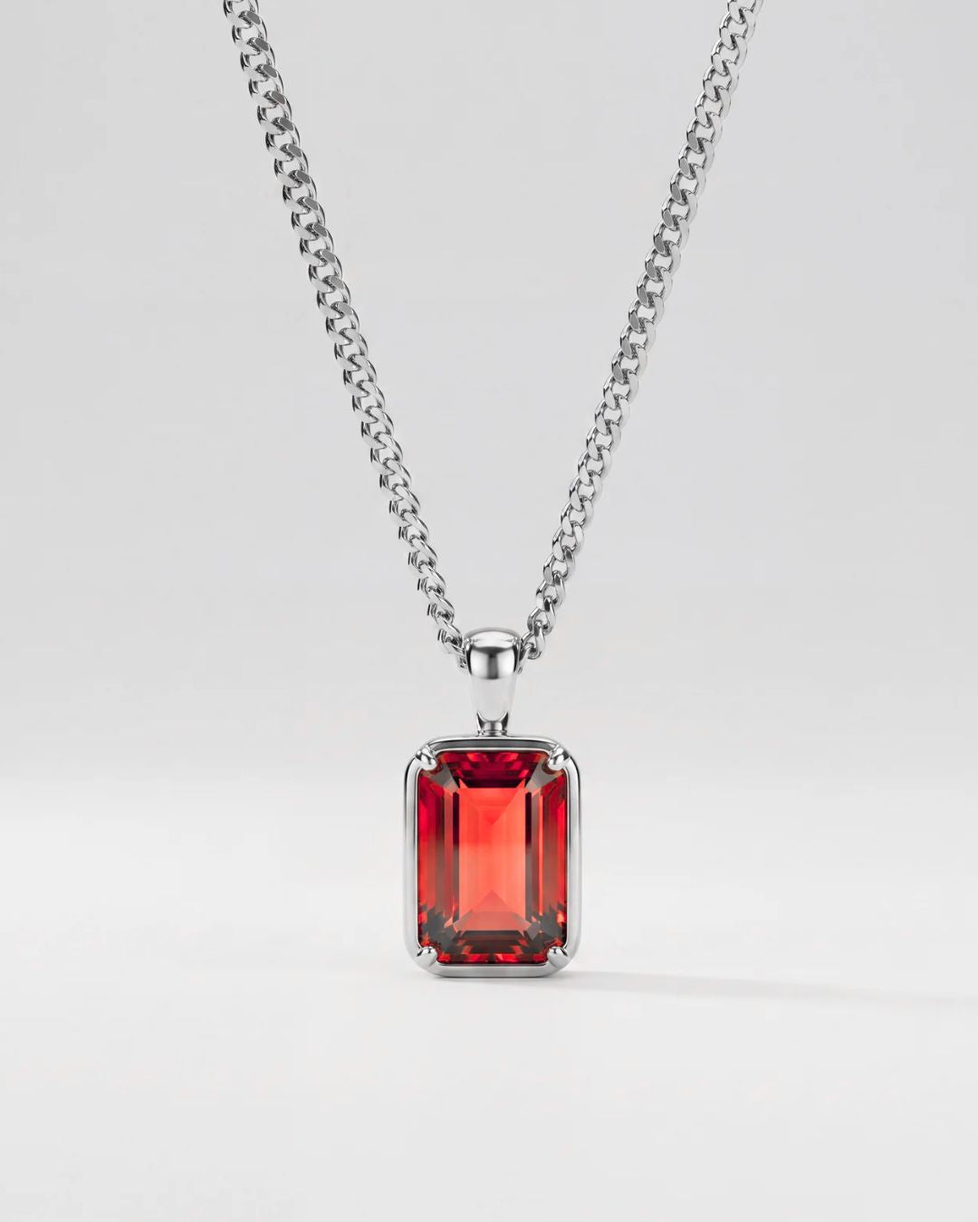 Bruce & Co Men’s 1 ct Lab-Grown Ruby Pendant Necklace, 925 Silver Pendant