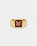 Bruce & Co Men’s Red Zirconia Square Signet Ring, Gold-Tone