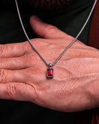 Bruce & Co Men’s 2 Carat Lab-Grown Ruby Pendant Necklace, 925 Silver