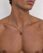 Bruce & Co Men’s 2 Carat Lab-Grown Ruby Pendant Necklace, 925 Silver