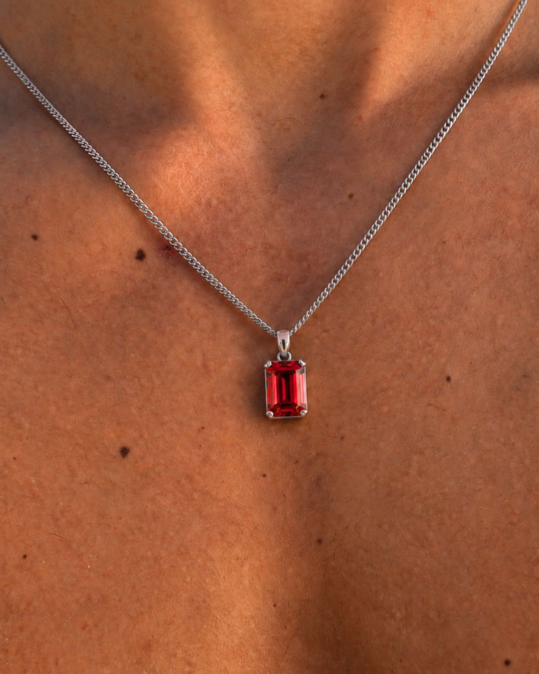 Bruce & Co Men’s 2 Carat Lab-Grown Ruby Pendant Necklace, 925 Silver