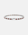 Bruce & Co Men’s Red and Clear Zirconia Tennis Bracelet, 4 mm, Stainless Steel