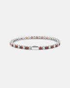 Bruce & Co Men’s Red and Clear Zirconia Tennis Bracelet, 4 mm, Stainless Steel