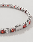 Bruce & Co Men’s Red and Clear Zirconia Tennis Bracelet, 4 mm, Stainless Steel