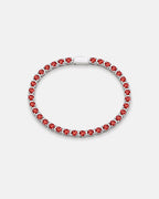 Bruce & Co Men’s Red Zirconia Tennis Bracelet, 4 mm, Silver-Tone Steel