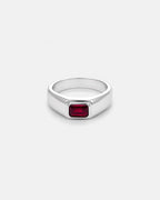 Bruce & Co Men’s 1 Carat Lab-Grown Ruby Signet Ring in 925 Sterling Silver