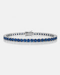 Bruce & Co Men’s Royal Blue Moissanite Tennis Bracelet, 4 mm, 925 Sterling Silver