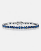 Bruce & Co Men’s Royal Blue Moissanite Tennis Bracelet, 4 mm, 925 Sterling Silver