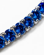 Bruce & Co Men’s Royal Blue Moissanite Tennis Bracelet, 4 mm, 925 Sterling Silver