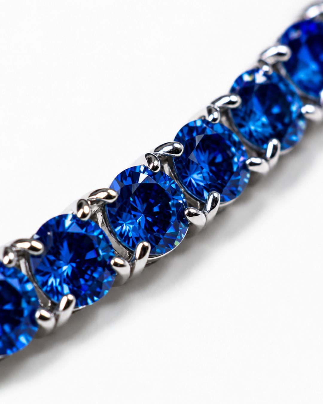 Bruce & Co Men’s Royal Blue Moissanite Tennis Bracelet, 4 mm, 925 Sterling Silver