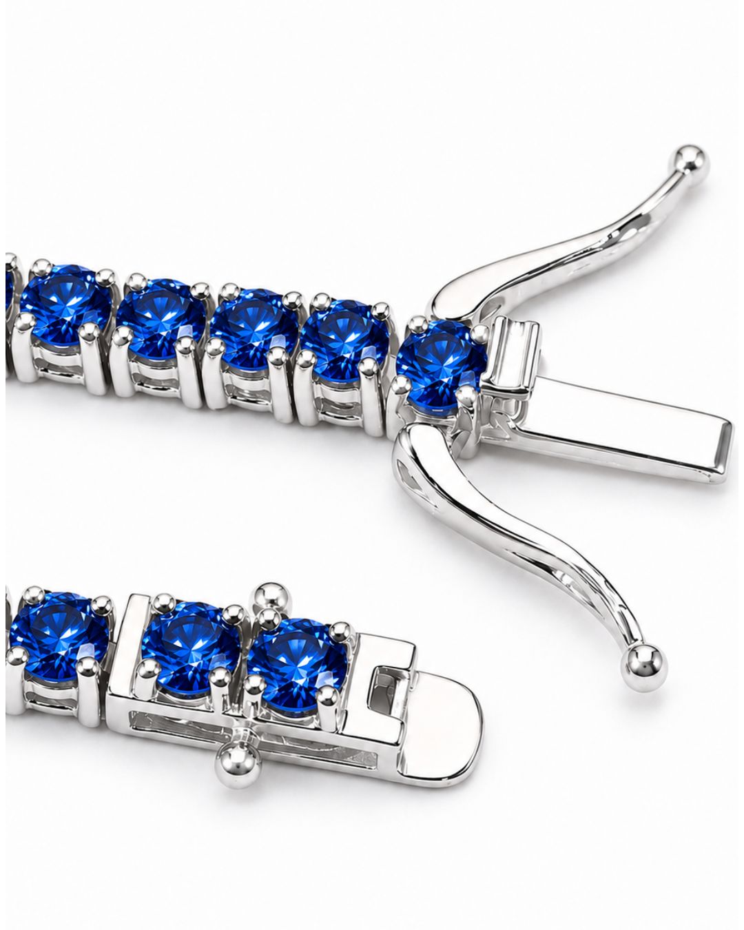 Bruce & Co Men’s Royal Blue Moissanite Tennis Bracelet, 4 mm, 925 Sterling Silver