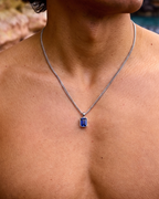 Bruce & Co Men’s 1 ct Lab-Grown Sapphire Pendant Necklace, 925 Silver Pendant