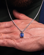 Bruce & Co Men’s 1 ct Lab-Grown Sapphire Pendant Necklace, 925 Silver Pendant