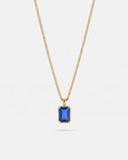 Bruce & Co Men’s 1 Carat Lab-Grown Sapphire Pendant Necklace, 18K Gold-Plated