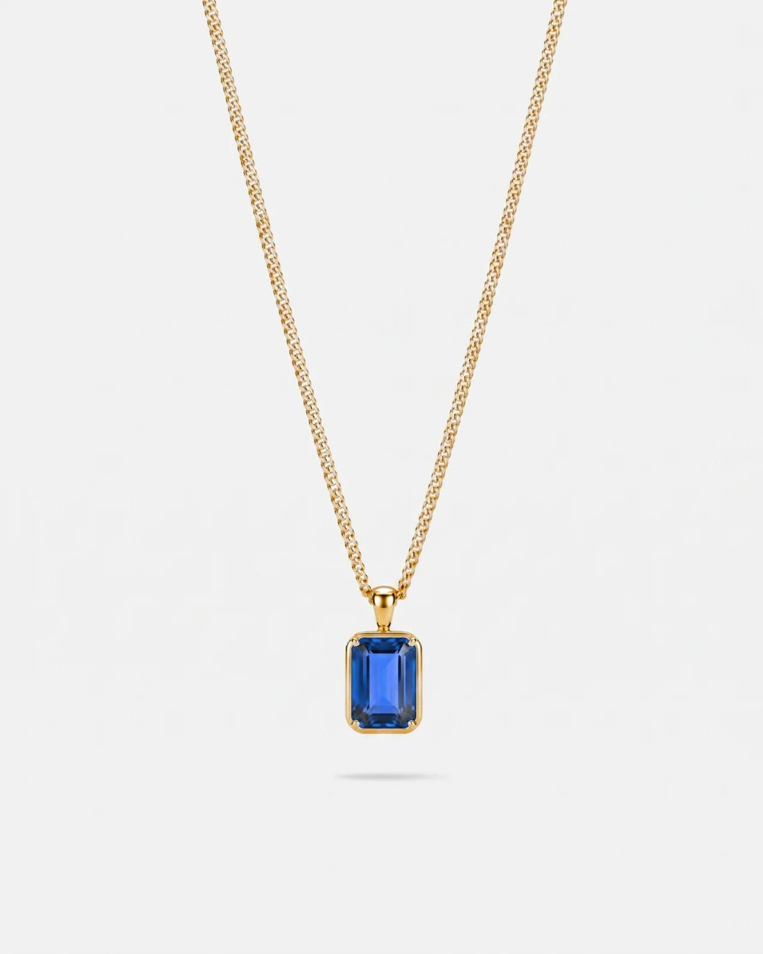 Bruce & Co Men’s 1 Carat Lab-Grown Sapphire Pendant Necklace, 18K Gold-Plated