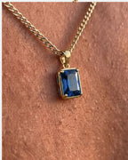 Bruce & Co Men’s 1 Carat Lab-Grown Sapphire Pendant Necklace, 18K Gold-Plated
