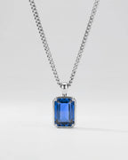 Bruce & Co Men’s 1 ct Lab-Grown Sapphire Pendant Necklace, 925 Silver Pendant