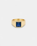 Bruce & Co Men’s Blue Zirconia Square Signet Ring, Gold-Tone