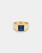 Bruce & Co Men’s Blue Zirconia Square Signet Ring, Gold-Tone