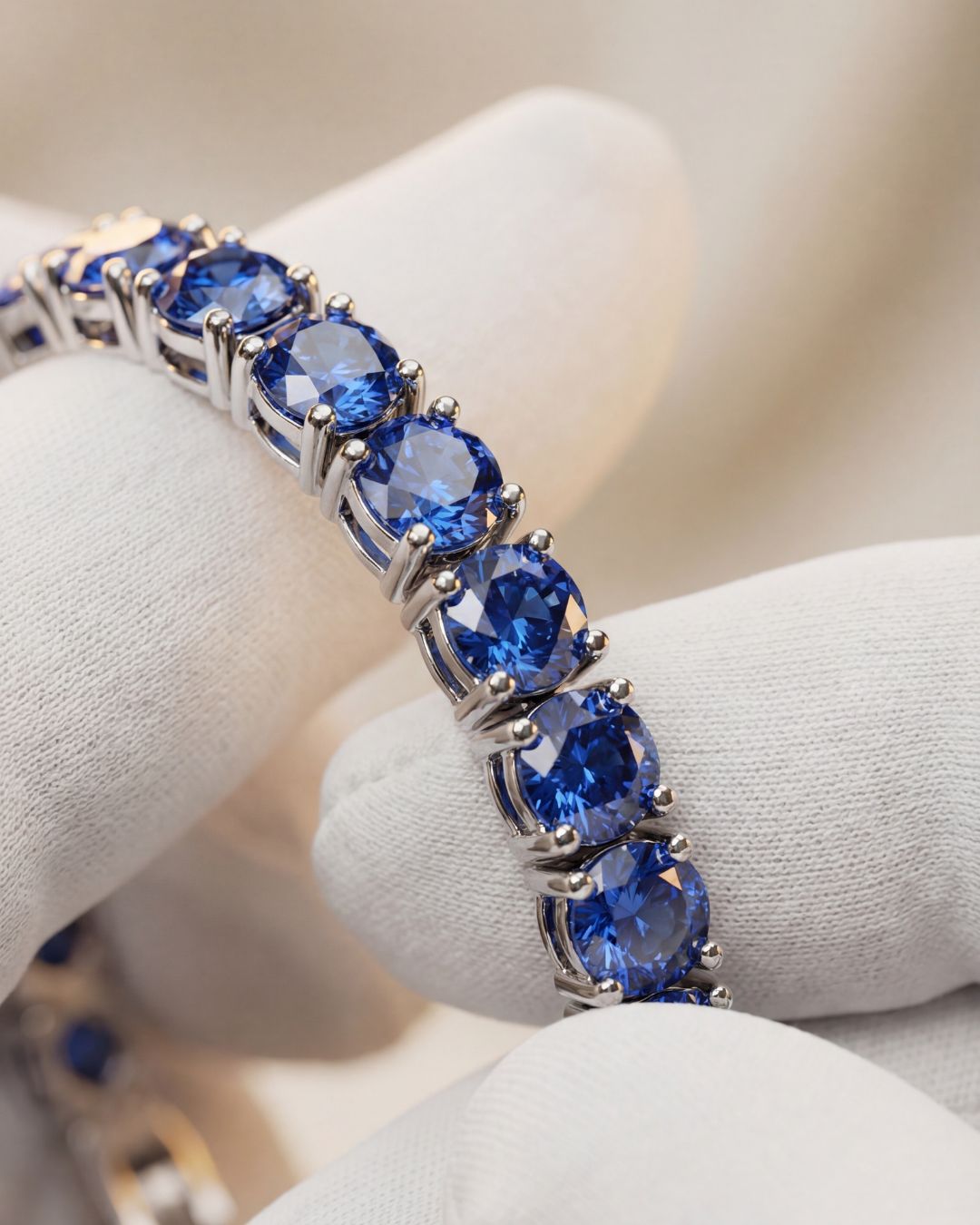 Bruce & Co Reserva – Blue Zircon Tennis Bracelet, 4 mm, Silver-Plated