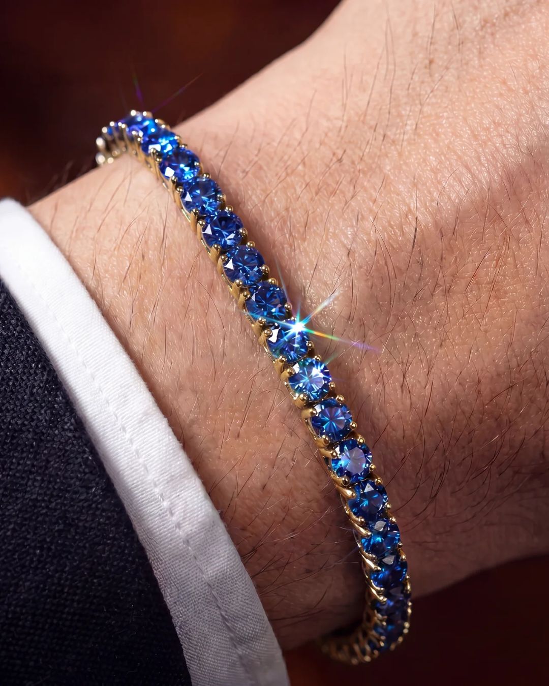 Bruce & Co Reserva – Blue Tennis Bracelet, 4 mm, 14K Gold-Plated