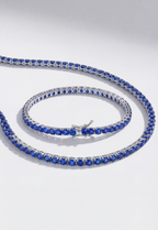 Bruce & Co Blue Zircon Tennis Necklace, 4 mm, Silver-Plated, 56 cm