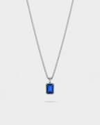 Bruce & Co Men’s 1 ct Lab-Grown Sapphire Pendant Necklace, 925 Silver Pendant